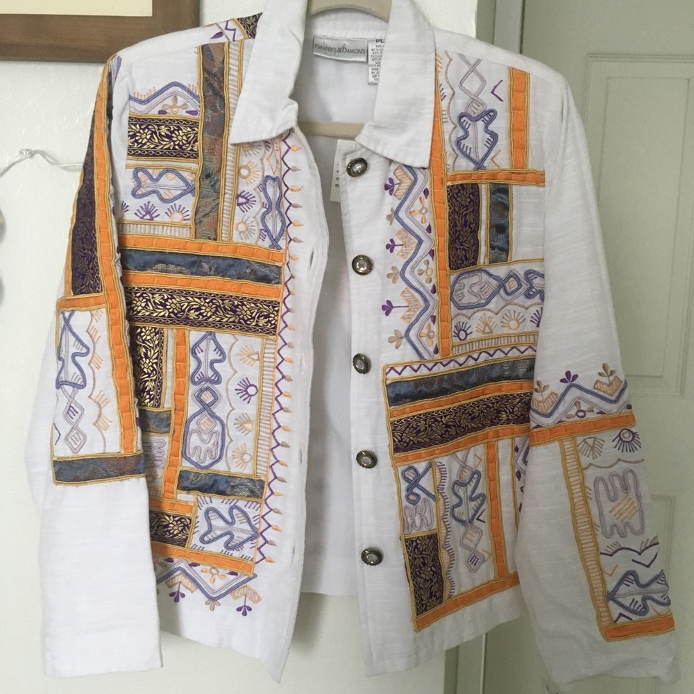 Vintage Embroidered Ribbon Patterned Jacket - Picture 2 of 8